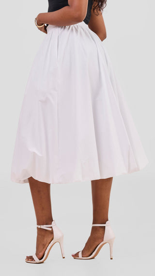 Safari Solana Bubble Midi Skirt - White