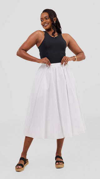 Safari Solana Bubble Midi Skirt - White