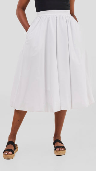 Safari Solana Bubble Midi Skirt - White