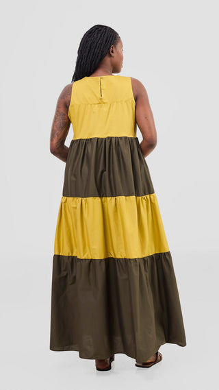 Safari Solana Sleeveless Tiered Maxi Dress - Light Olive / Hunters