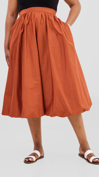 Safari Solana Bubble Midi Skirt - Rust