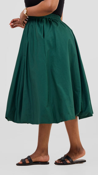Safari Solana Bubble Midi Skirt - Dark Green