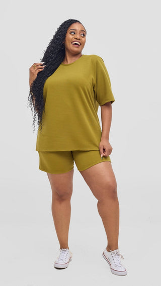 Shiv & Shikie X Safari Boxy T Shirt - Olive - Shopzetu