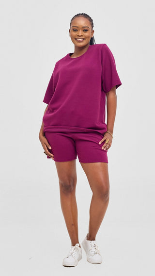 Shiv & Shikie X Safari Drawstring Shorts - Purple - Shopzetu