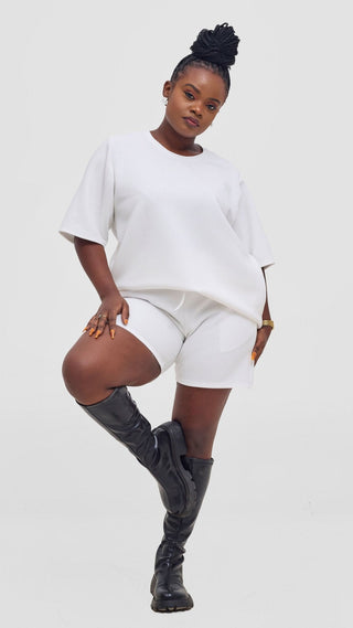 Shiv & Shikie X Safari Boxy T Shirt - White - Shopzetu