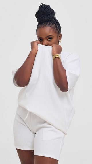 Shiv & Shikie X Safari Drawstring Shorts - White - Shopzetu