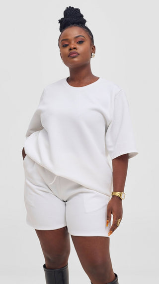 Shiv & Shikie X Safari Drawstring Shorts - White - Shopzetu