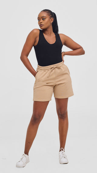 Shiv & Shikie X Safari Drawstring Shorts - Light Taupe