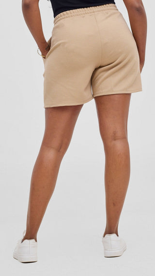 Shiv & Shikie X Safari Drawstring Shorts - Light Taupe - Shopzetu