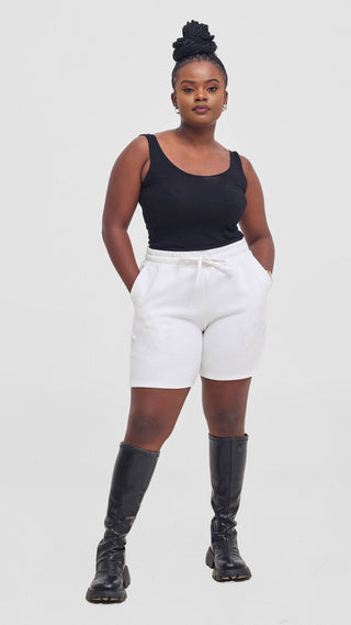 Shiv & Shikie X Safari Drawstring Shorts - White - Shopzetu