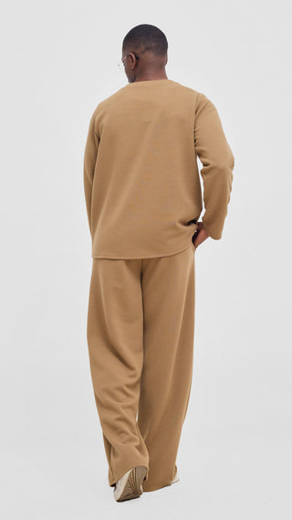 Shiv & Shikie X Safari V-Neck Long Sleeve T-shirt - Dark Tan