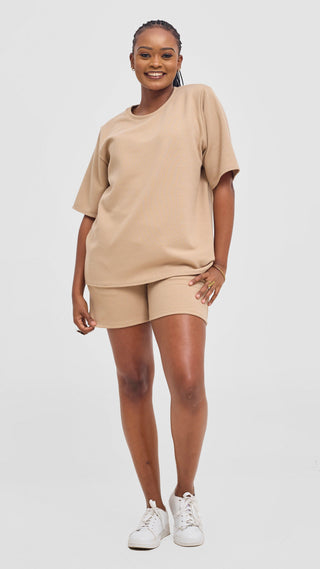 Shiv & Shikie X Safari Boxy T Shirt - Light Taupe