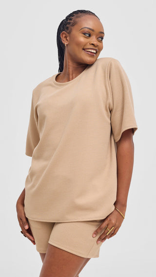 Shiv & Shikie X Safari Drawstring Shorts - Light Taupe