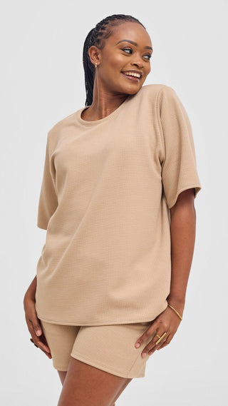 Shiv & Shikie X Safari Drawstring Shorts - Light Taupe - Shopzetu