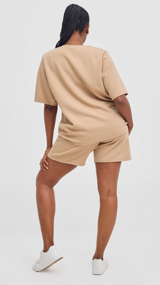 Shiv & Shikie X Safari Boxy T Shirt - Light Taupe