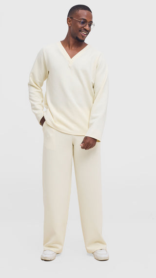 Shiv & Shikie X Safari V-Neck Long Sleeve T-shirt - Off White