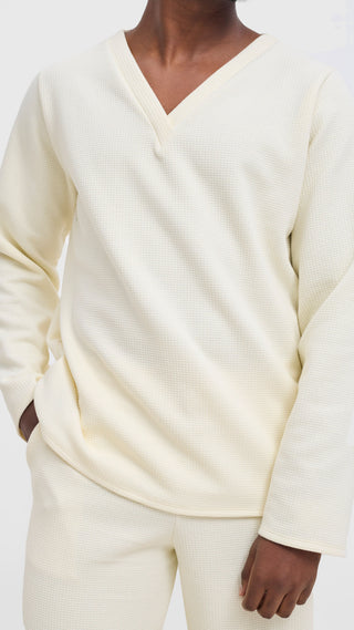 Shiv & Shikie X Safari V-Neck Long Sleeve T-shirt - Off White