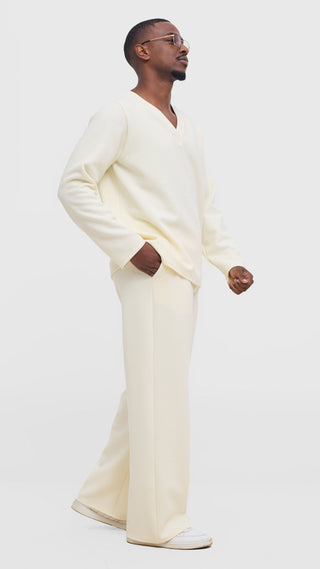 Shiv & Shikie X Safari V-Neck Long Sleeve T-shirt - Off White