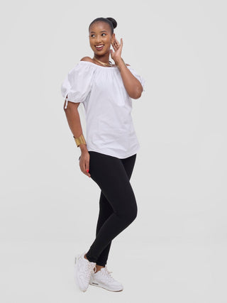 Safari Tawi Off - Shoulder Top - White - Shopzetu