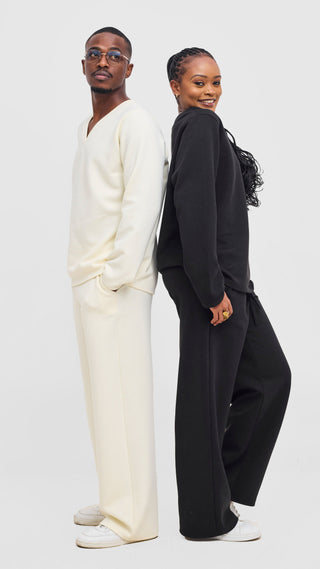 Shiv & Shikie X Safari V-Neck Long Sleeve T-shirt - Off White