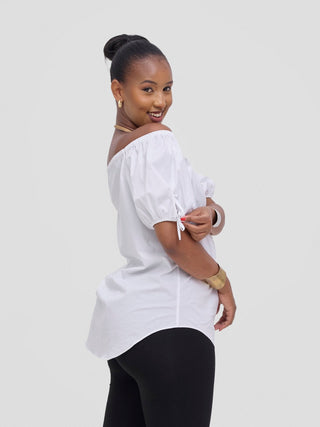 Safari Tawi Off - Shoulder Top - White - Shopzetu