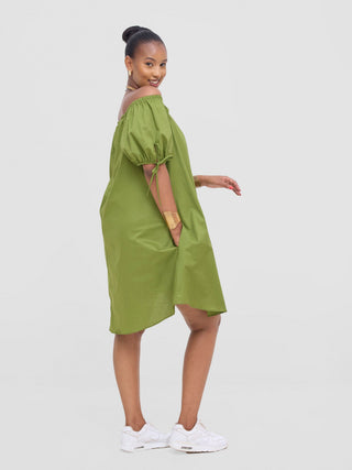 Safari Tawi Off-Shoulder Dress - Green