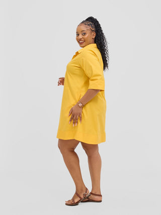 Safari Mansi Wide Hem Tent Dress - Mustard - Shopzetu