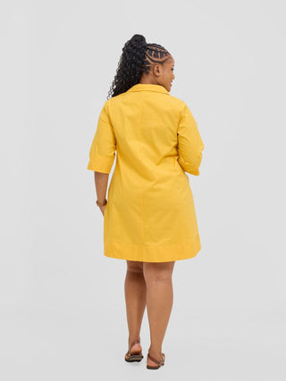Safari Mansi Wide Hem Tent Dress - Mustard - Shopzetu
