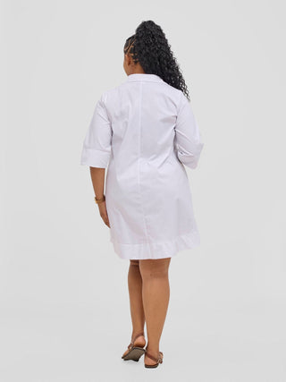 Safari Mansi Wide Hem Tent Dress - White - Shopzetu