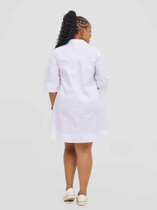 Safari Mansi Wide Hem Tent Dress - White - Shopzetu