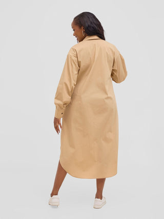 Safari Mansi Bishop Sleeve Shacket - Taupe - Shopzetu