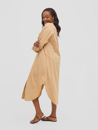 Safari Mansi Bishop Sleeve Shacket - Taupe - Shopzetu