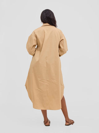 Safari Mansi Bishop Sleeve Shacket - Taupe - Shopzetu