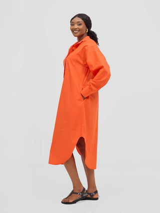Safari Mansi Bishop Sleeve Shacket - Orange - Shopzetu