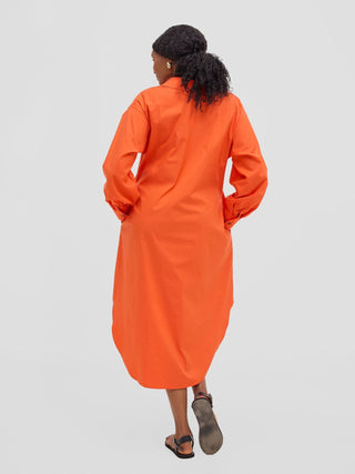 Safari Mansi Bishop Sleeve Shacket - Orange - Shopzetu