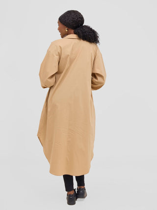 Safari Mansi Bishop Sleeve Shacket - Taupe - Shopzetu