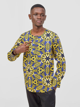 Safari Sizani Men' Kitenge Placket Shirt -