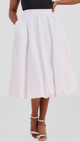 Safari Solana Bubble Midi Skirt - White