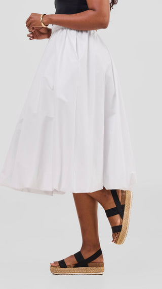 Safari Solana Bubble Midi Skirt - White