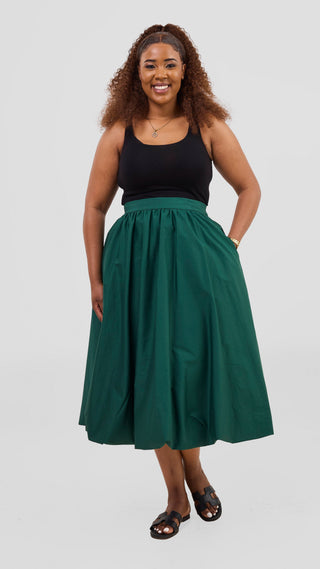 Safari Solana Bubble Midi Skirt - Dark Green