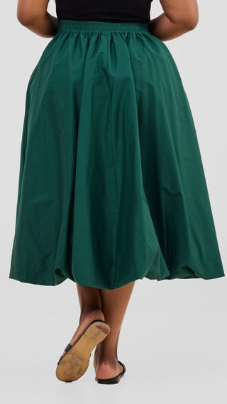 Safari Solana Bubble Midi Skirt - Dark Green