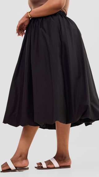 Safari Solana Bubble Midi Skirt - Black