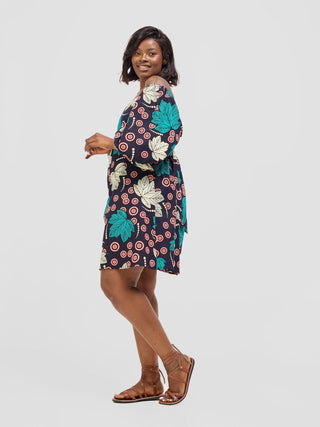 Safari Njano Front Tie Dress - Lira - Shopzetu