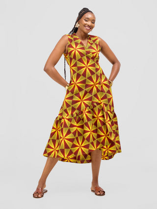 Safari Savannah Kitenge Midi Wrap Dress - Juja Print