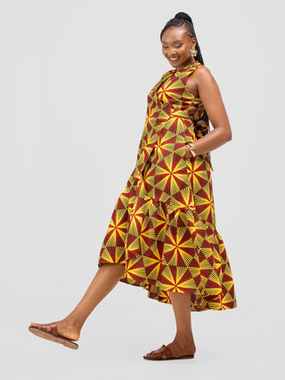 Safari Savannah Kitenge Midi Wrap Dress - Juja Print - Shopzetu