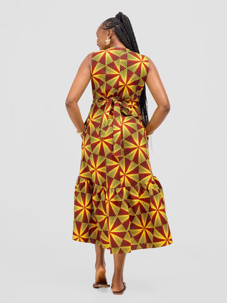 Safari Savannah Kitenge Midi Wrap Dress - Juja Print - Shopzetu