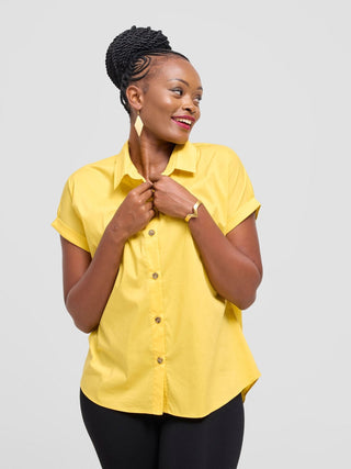Safari Zene Drop Shoulder Top - Mustard - Shopzetu