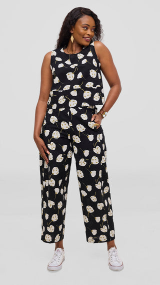 Safari by Vivo Zehra Barrel Pants - Black / White Print