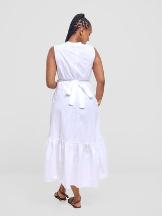 Safari Savannah Midi Wrap Dress - White - Shopzetu