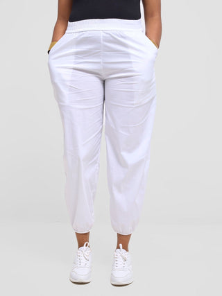 Safari Sizani Barrel Pants - White - Shopzetu